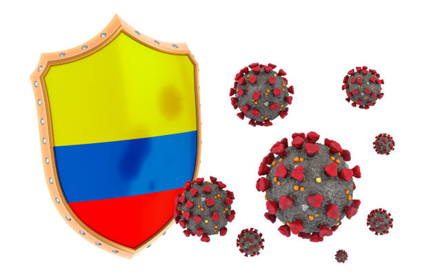 istock Protection of Columbia from coronavirus. 3D rendering isolated on white background 1209329408
