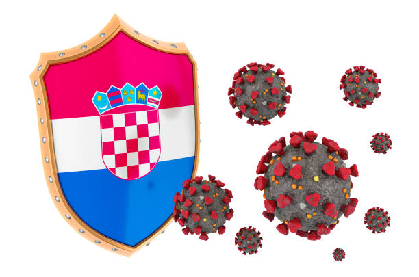istock Protection of Croatia from coronavirus. 3D rendering isolated on white background 1209329411