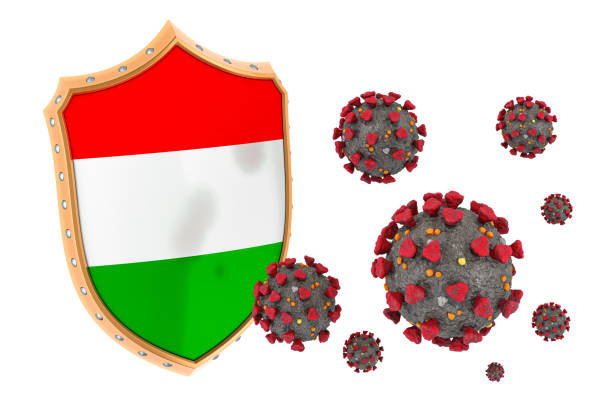 istock Protection of Hungary from coronavirus. 3D rendering isolated on white background 1209329496