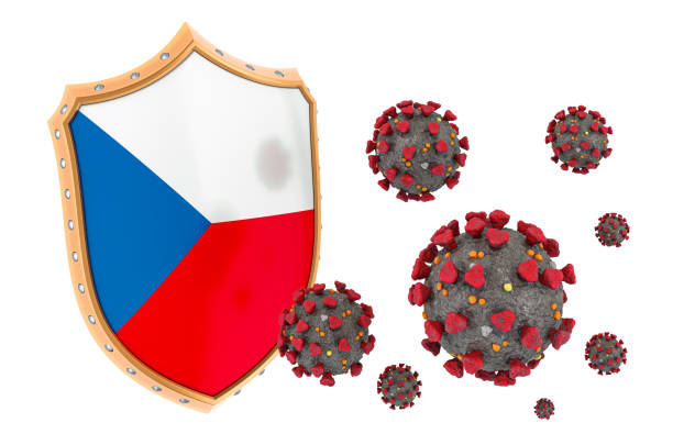 istock Protection of Czech Republic from coronavirus. 3D rendering isolated on white background 1209329497