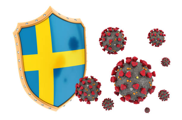 istock Protection of Sweden from coronavirus. 3D rendering isolated on white background 1209329558