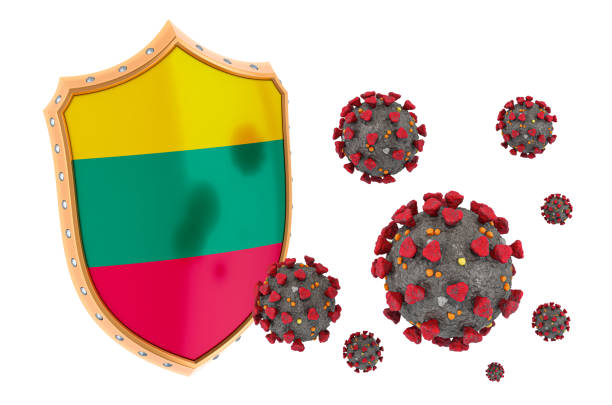 istock Protection of Lithuania from coronavirus. 3D rendering isolated on white background 1209329570
