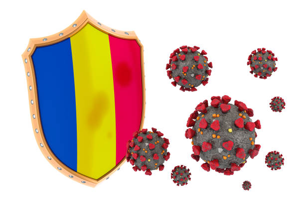 istock Protection of Romania from coronavirus. 3D rendering isolated on white background 1209329607