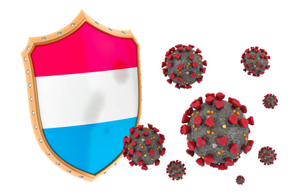 istock Protection of Luxembourg from coronavirus. 3D rendering isolated on white background 1209329623