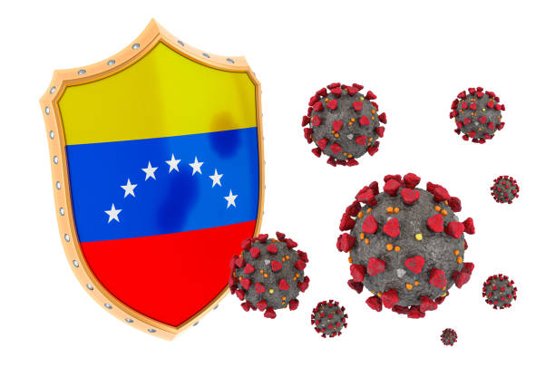 istock Protection of Venezuela from coronavirus. 3D rendering isolated on white background 1209329662