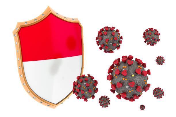 istock Protection of Indonesia from coronavirus. 3D rendering isolated on white background 1209330265
