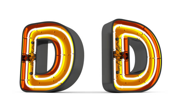 istock Alphabet neon light 3d rendering on white background with Clipping path ready to use. 1209337703