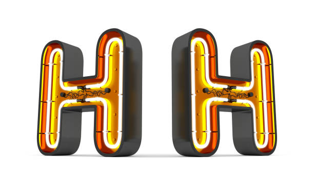 istock Alphabet neon light 3d rendering on white background with Clipping path ready to use. 1209337730