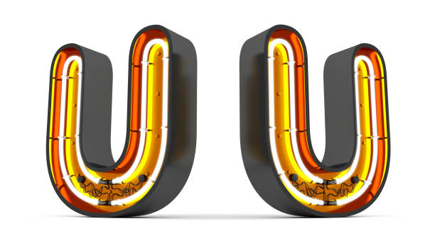 istock Alphabet neon light 3d rendering on white background with Clipping path ready to use. 1209338382
