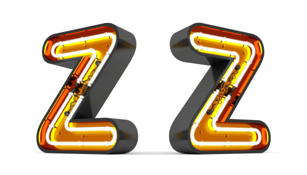 istock Alphabet neon light 3d rendering on white background with Clipping path ready to use. 1209338467