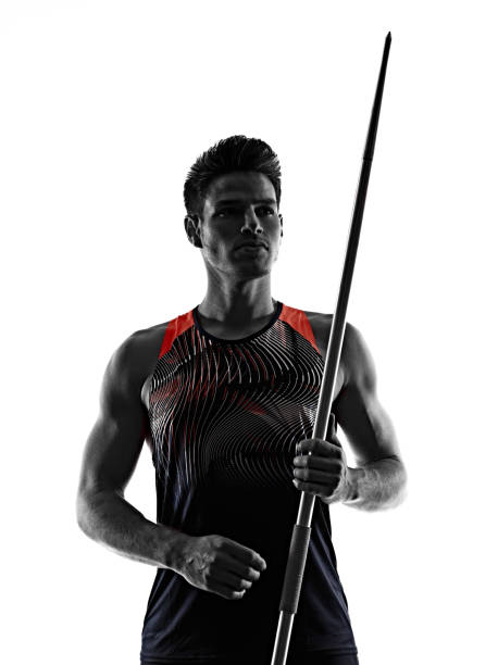 istock young man athletics Javelin athlete  isolated white background 1209344716