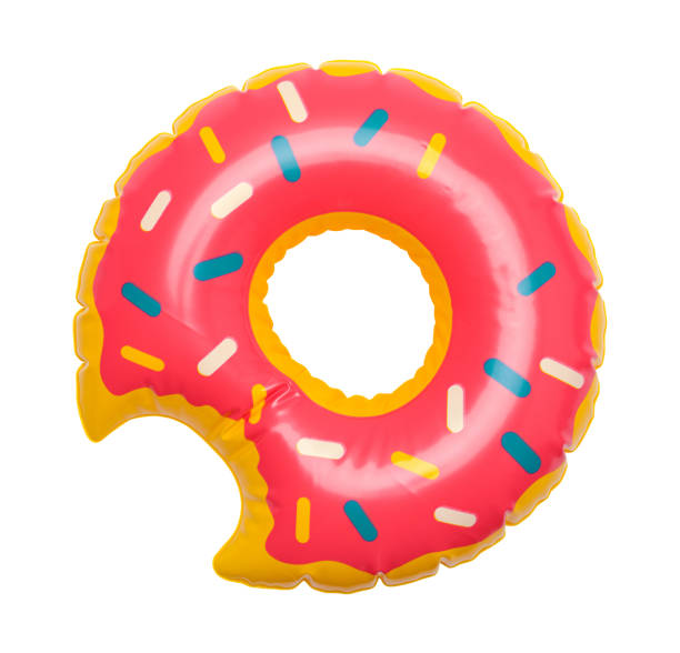 Doughnut Floaty Inflatable Doughnut Pool Float Isolated on White. inflatable stock pictures, royalty-free photos & images