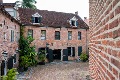 Courtyard of old dutch colonial Fort Zeelandia in Paramaribo, capital city of Suriname
