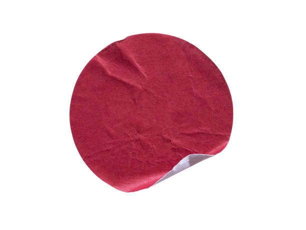 istock Blank red round adhesive paper sticker label isolated on white background 1209354357