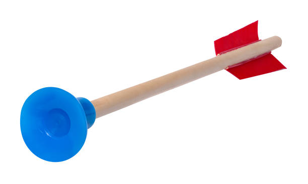 flying suction cup arrow - rubber dart imagens e fotografias de stock