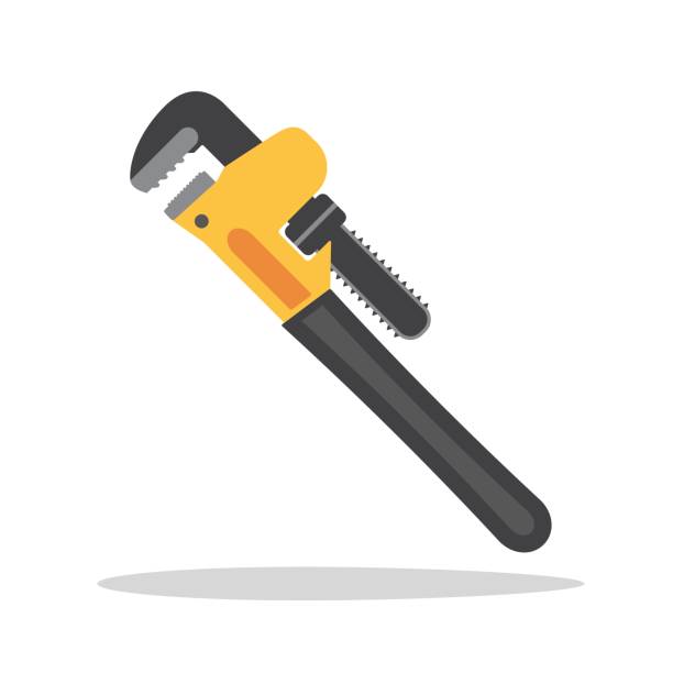 ilustrações, clipart, desenhos animados e ícones de chave de vidro (chave de fenda) com dentes serrilhados endurecidos em suas mandíbulas. mandíbula ajustável. - adjustable wrench