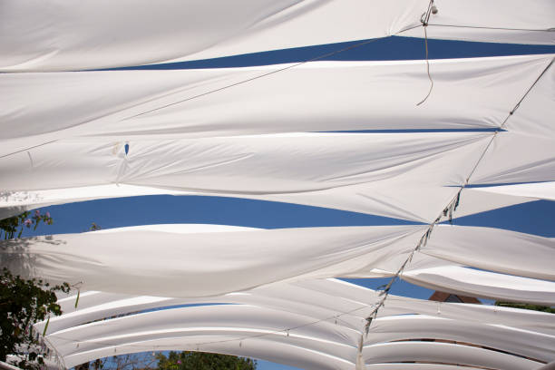 istock Wind and motion movement of fabric for protect sunlight at outdoor 1209364092