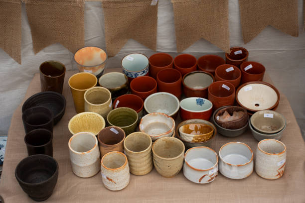 istock Sculpture ceramic tea cup and pot tea art 1209364169
