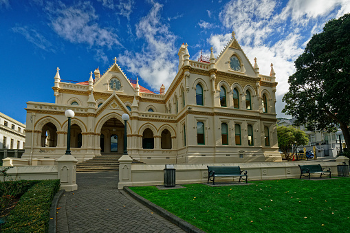 Wellington, Wellington/New Zealand â May 25, 2019: The New Zealand Parliamentary Library building in the capital city, Wellington.