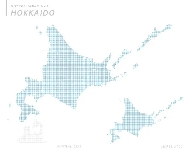 Vector illustration of dotted Japan map set, Hokkaido