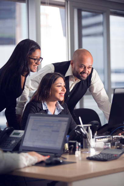 People working in office stock photo