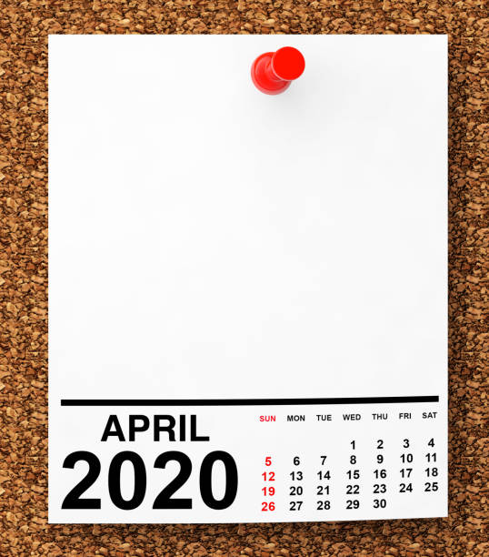 istock Calendar April 2020 on Blank Note Paper. 3d Rendering 1209383091