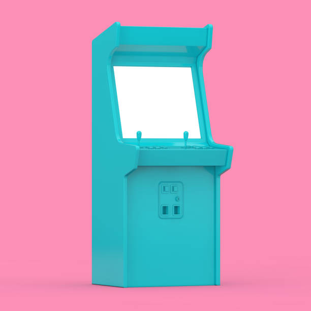 istock Blue Gaming Arcade Machine with Blank Screen for Your Design in Duotone Style. 3d Rendering 1209383192