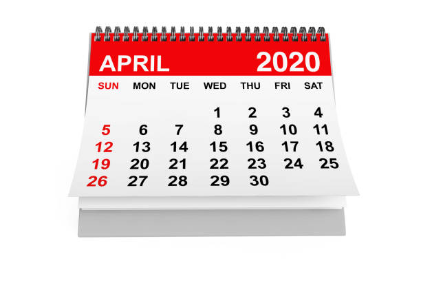 2020 year april calendar. 3d rendering - april 2012 calendar year imagens e fotografias de stock