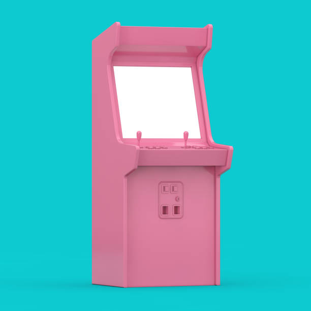 istock Pink Gaming Arcade Machine with Blank Screen for Your Design in Duotone Style. 3d Rendering 1209383228