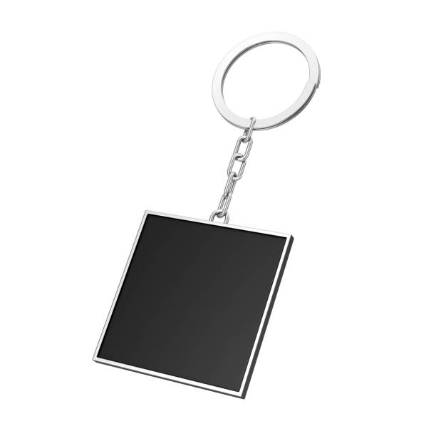 istock Elegant Black Rectangle Keychain with Blank Space for Your Design. 3d Rendering 1209383952