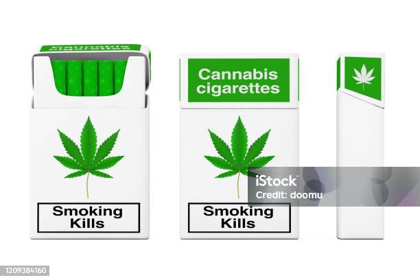 Marijuana Rokok Cannabis Cigarettes Pack Set Concept 3d Rendering Stock Photo ...
