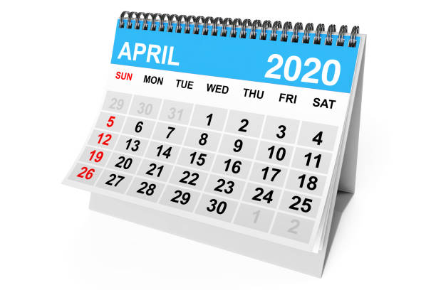 calendario aprile 2020. rendering 3d - april 2012 calendar year foto e immagini stock