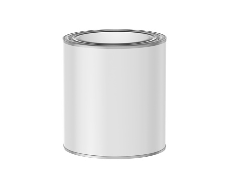 Blank paint cans realistic. Metal tin can containers isolated on white background, 3d rendering