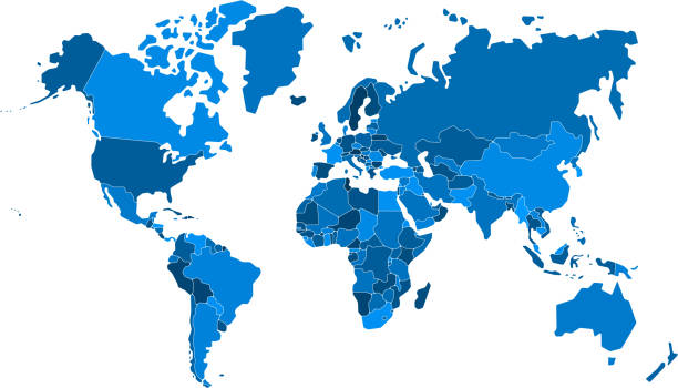 high detail weltkarte. alle elemente sind in bearbeitbaren ländern getrennt. - world map map vector countries stock-grafiken, -clipart, -cartoons und -symbole