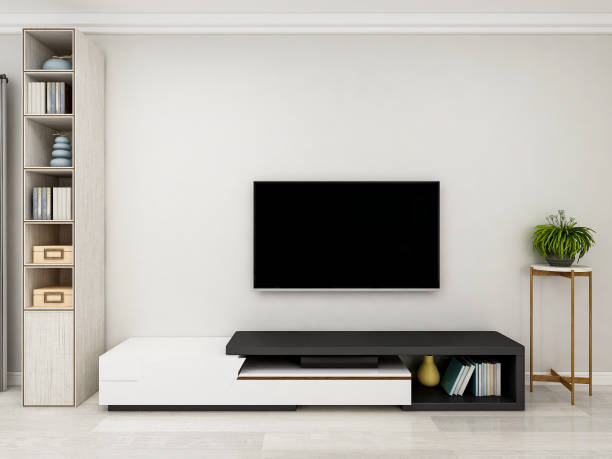 istock 3D rendering, simple modern living room sofa with coffee table, with green plants on the table. 1209385962