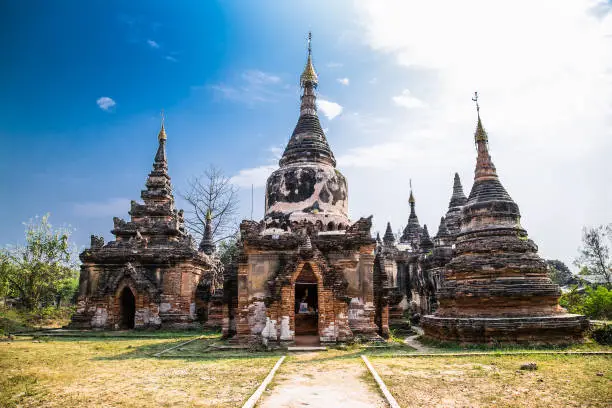 Daw Gyan complex pagoda in Inwa royal site near Mandalay, Myanmar. (Burama)
