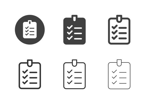 ilustraciones, imágenes clip art, dibujos animados e iconos de stock de iconos de la tabla de lista de verificación - serie múltiple - to do list computer icon checklist communication