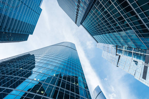 istock Modern skyscrapers at business district 1209397073