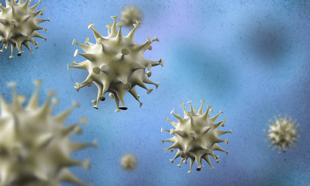 istock close up coronavirus cells epidemic in 3d render. 1209404847
