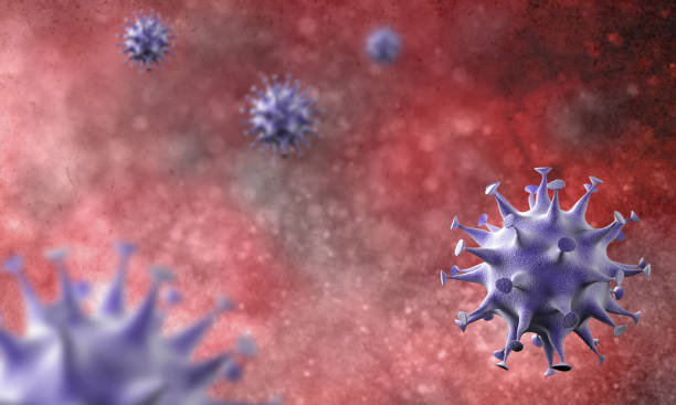 istock close up coronavirus cells epidemic in 3d render. 1209405018