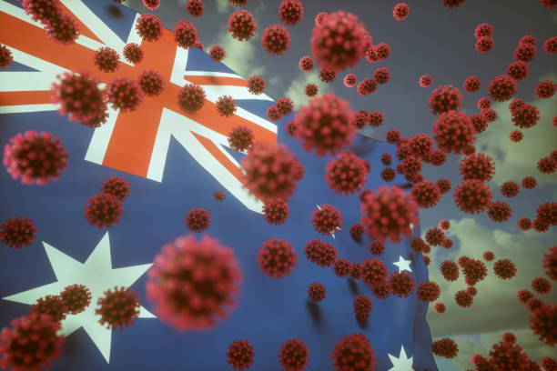 vírus infecta a austrália - australia map australian flag flag - fotografias e filmes do acervo