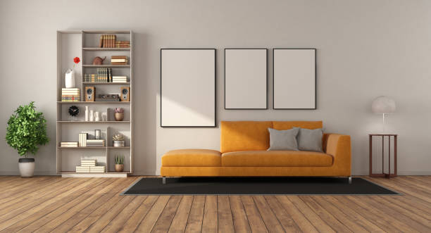istock Modern living room with sofa and bookcase 1209413725