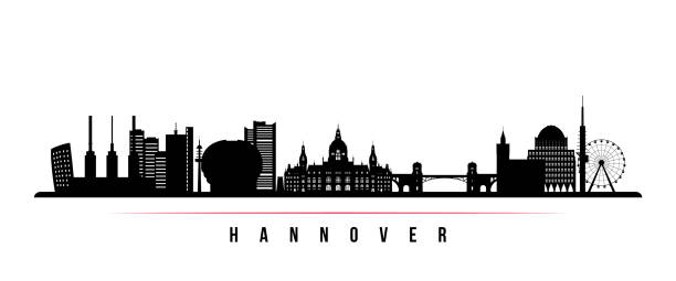 Hannover  skyline horizontal banner. Black and white silhouette of Hannover, Germany. Vector template for your design. Hannover  skyline horizontal banner. Black and white silhouette of Hannover, Germany. Vector template for your design. hanover germany stock illustrations