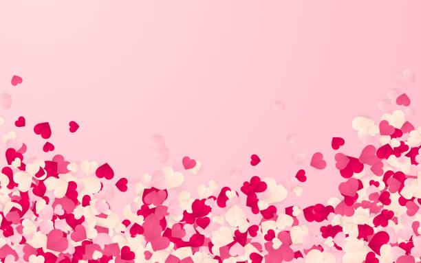 istock Happy Valentines Day background, paper red, pink and white hearts confetti. Vector illustration 1209419267