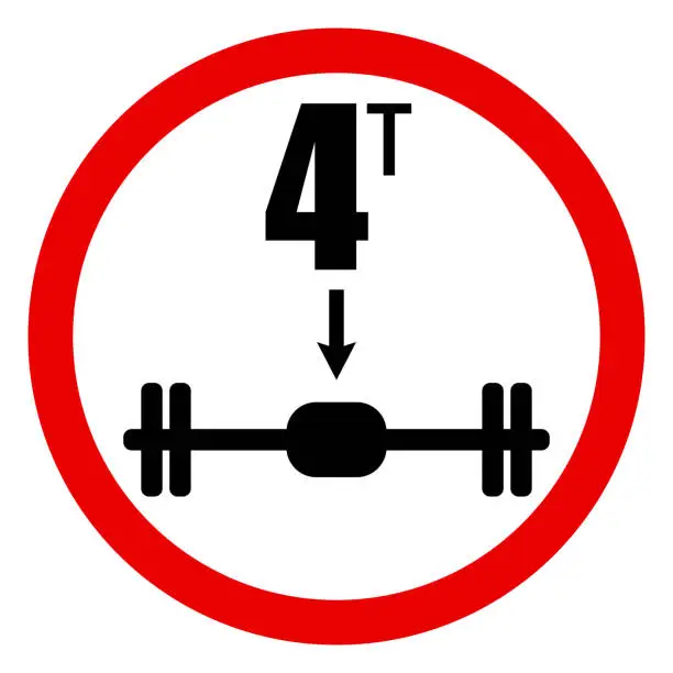 Vector illustration of Axle load limit traffic sign vector illustration