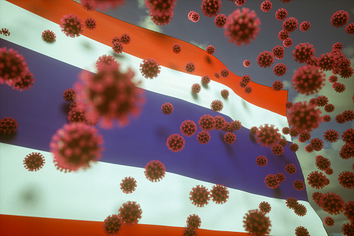 Pneumonia coronavirus covid-19 and Thai flag illustration