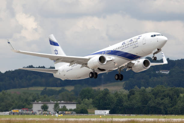 Zurich, Switzerland - June 22, 2009: An El Al Boeing 737 taking off in summer.
