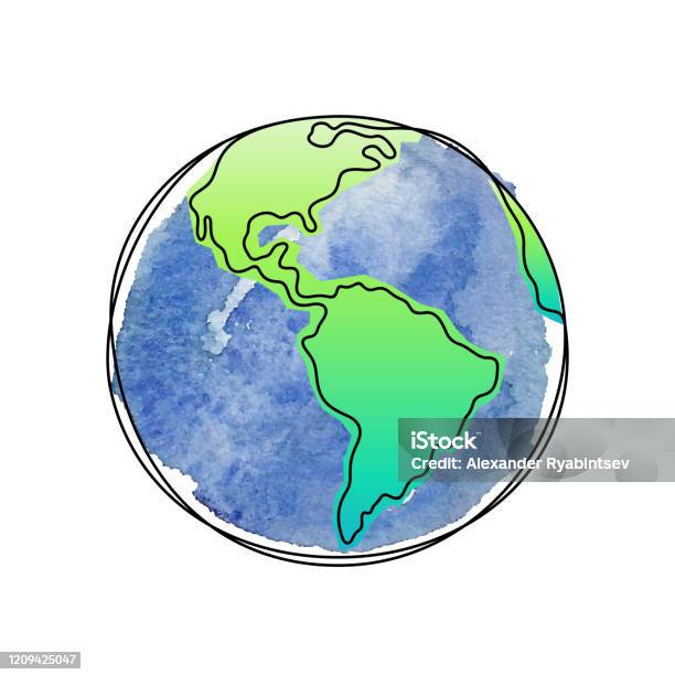 Illustrazione Vettoriale Artistica Del Pianeta Terra - Immagini vettoriali stock e altre immagini di Globo terrestre