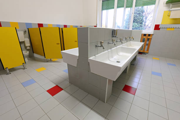 istock inside a wide bathroom of kindergarten 1209426116
