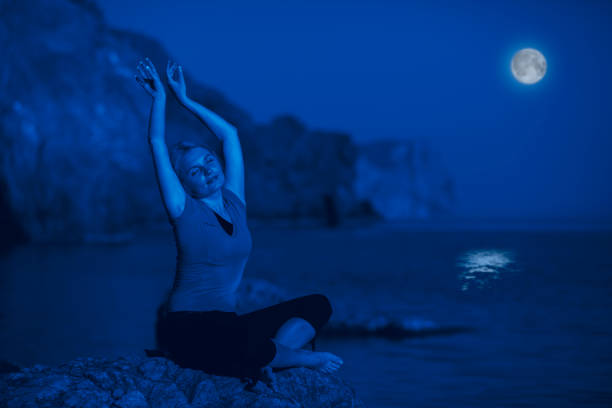 istock Rear view young happy woman in night 1209426358